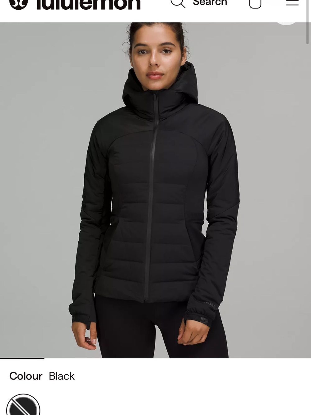 Lululemon Down for It All Jacket – Black – Size 2